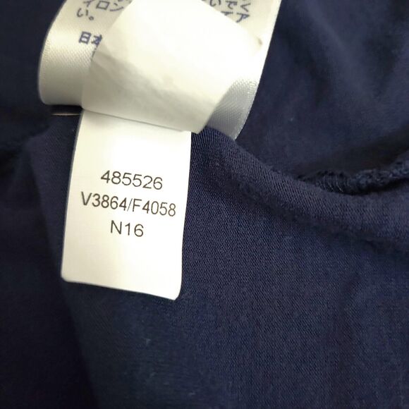 Lands End Midi Dress Size 3X Jersey Tie Waist Navy Sleeveless Split V Neck - Picture 6 of 7